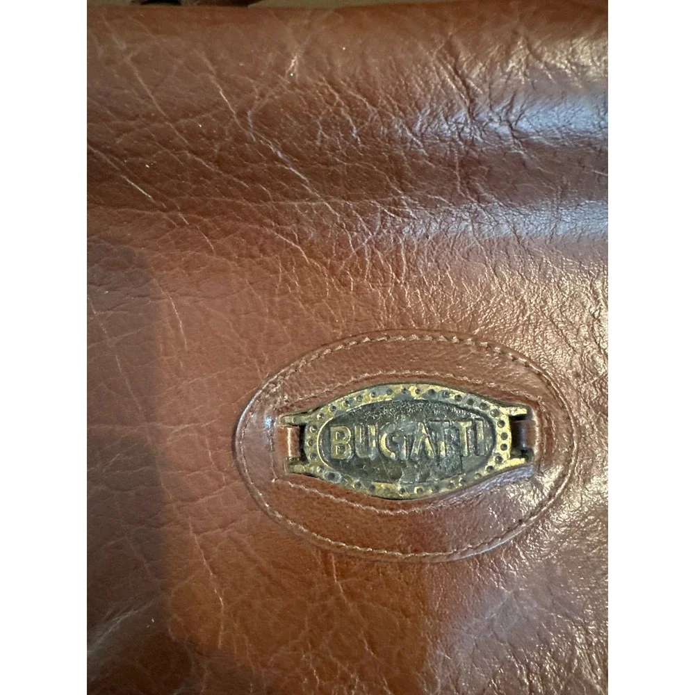 Unisex Bugatti Vintage Leather Messenger Briefcase Bag